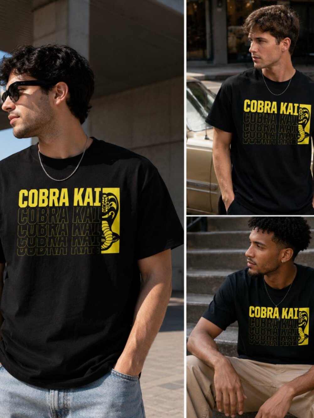 Men's Cobra Kai Graphic T-Shirt Black 100% Cotton Short Sleeve Size XL Karate Te